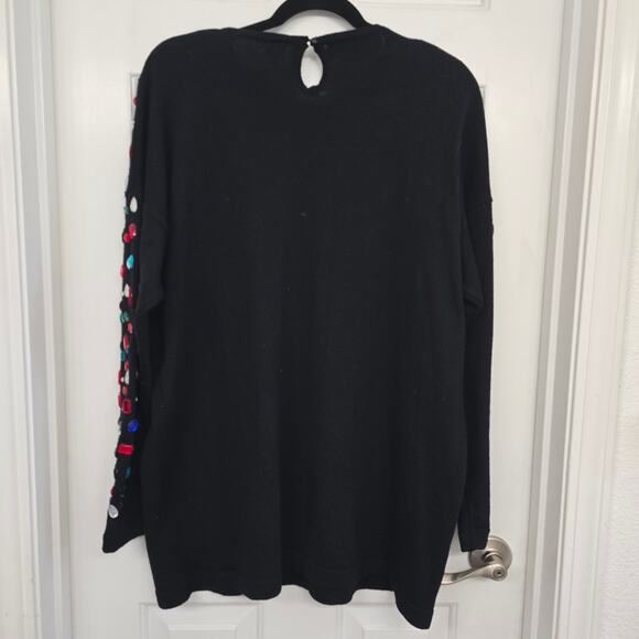 ALNORAL Plus 2X Wool Gemstone Embellished Sweater Black Whimsigoth Holiday Glam - Picture 4 of 11